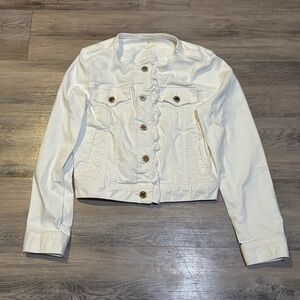 Lilly Pulitzer white denim ruffle crop jacket size medium